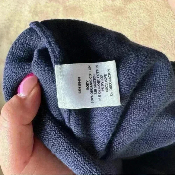 Hope and Henry Girls' French Sweater with Velvet Bow Navy Size 12-18 Month - Picture 3 of 3